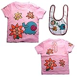 向日葵 象 Tシャツ 名入れ 出産祝い 手描き (110, ピンク)