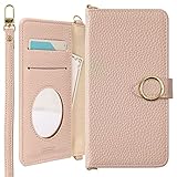 iPhone15 Plus iPhone 15 Plus ケース 手帳型 シンプル おしゃれ ゴールド リング ストラップ ベルト付き ストラップ付き [ピンク] 携帯ケース 100062725