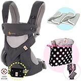 ベビーウエストベルト付エルゴベビー・抱っこ紐 【日本正規品2年間保証-SG認定付】 360スリー・シックスティ・クールエア・カーボングレー (よだれパッド＋エルゴ収納用ポーチ付）