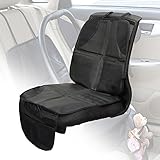Happyyoo　チャイルドシートマット カーシートカバー　防水 車保護シート　カバー クッション 滑り止め　シートプロテクター　座席保護 へたれ防止　軽普通車用 メッシュ　厚め 収納ポケット付き　ブ