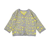 ホッペッタ Hoppetta リバーシブルカーディガンキノコ 杢グレー×イエロー 80㎝ 58924