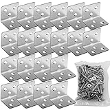 Hisredsun L字金具 20個-38mm x 31mm x 31mm 固定金具 l型アングル 角 コーナーブレース ネジ120個付き 地震対策