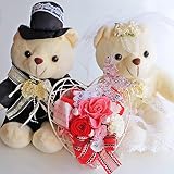 【結婚】即日出荷 ホワイトウエディングベア&ハートパピヨン プリザーブドフラワー『クリアケース付』♪ 【お祝い 記念日 ギフト】