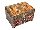 Rustic Hand Painted Wooden Large Keepsake Chest Box with 6 Small Drawers Multipurpose Jewelry Trinke