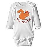 NINKI ベビー服 カートゥーン リス と ナッツ 長袖 ロンパース 6ヶ月~24ヶ月 100%コットン 出産祝い Size 6 M ホワイト