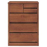 アルダー材 オイル仕上げ ローチェスト レオン 幅60cm 4段 ダークブラウン 19191