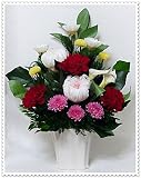 【仏花倶楽部®】のプリザーブドフラワー仏花:B01D7V676O 【花器付き】
