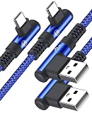 USB Type C ケーブル L字 両端【2M /2本セット】AviBrex タイプc ケーブル 90度 type-c けーぶる【3.1A急速充電 】ナイロン編み 高耐久性 usb c けーぶる iPhone 16 15 Pro Max Plus，Galaxy S24/S23/S22/S21/S20，Sony，Huawei，Pixel その他Androidデバイス対応(ブルー)