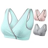 (Pink17°) マタニティ授乳ブラ ハーフトップ　授乳に便利なクロスオープン　綿　ドット柄　マタニティブラ　下着107 (M, 3枚セット)