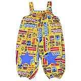 Kids Foret（キッズフォーレ） ポップな総柄お砂場遊び着 サロペットタイプ　B81811 (80cm, イエロー（電車柄）)