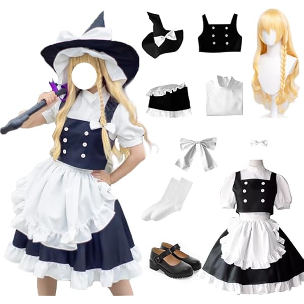 Amazon.co.jp: 霧雨魔理沙 コスプレ衣装+ウィッグ+靴+道具ほうき *ご