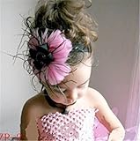 Blanche Lynn 1 Piece Bigフェザーフラワー形状ベビーキッドガールズヘアピンカチューシャヘッドバンドヘッドGirl (ピンク)