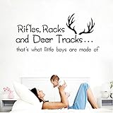 Rifles, Racks and Deer Tracks That's What Little Boys Are Made Of Wall Decals Vinyl Quote Lettering 