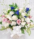 花由 お供え生花アレンジ ユリ入りＭサイズ 色おまかせ【マケプレお急ぎ便】【フラワーアレンジメント アレンジメントフラワー 生花 お供え 花 枕花 お悔やみ お供え花】