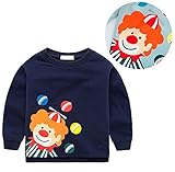 子供服 春秋 長袖 Tシャツ トレーナー 丸い襟 キッズ 男の子 女の子 ベビー おしゃれ カジュアル ファッション 可愛い ピエロ 2色