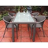 アルミ＆人工ラタン：ダイニングテーブルとフィジーチェア4脚のセット*[4人がけ] ノーブランド品