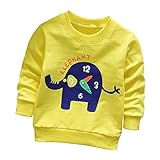 三番目の店　幼児　キッズ　ガールズ　ボーイズ　ロングスリーブ　エレファントソフトトップスTシャツ暖かい服 (100, イエロー)