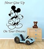 壁デカール引用Never Give Up On Your Dreamsデカールミッキーマウスステッカー子供男の子部屋寝室保育園ホーム装飾アート壁画sm86