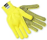 MCR Safety 9365M Kevlar Regular Weight 7 Gauge Dotted Gloves with PVC Dots On 1-Side, Yellow, Medium