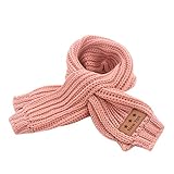 Goenn 編みマフラー キッズ子供用 女の子 男の子 秋冬防寒 大判 しもやけ 対策 厚手 誕生日 お祝い プレゼント 公園 お出かけ お散歩 (ピンク)