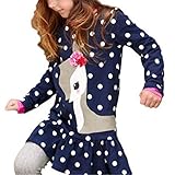 ガールドレス、haoricu秋秋幼児用ベビー女の子かわいい鹿プリント長袖Tシャツドレスキッズトップス Size:6T ベージュ Haoricu_1769