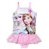 アナと雪の女王　Frozen　ディズニー　Disney　子供　フリル付　ワンピース　水着　エルサ　アナ　女の子　ピンク　キッズ用 (L)
