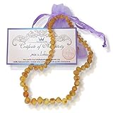 Baltic Amber Teething Necklace for Baby 12.5 inches. Drooling and Pain Relief. Raw Unpolished Honey 