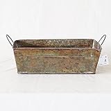 カルチベーター ブリキ アンティークブラウン 長方形 耳付籠 34cm