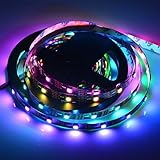 Mokungit 5m APA102 24 LEDs/m Full Color Pixel 5050 RGB Black flexible LED Strip Light 5V CLK DAT GND