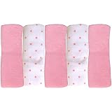 Baby Boys & Girls Super Soft Bath Time Wash Cloths (Pink & White) by TeddyT's