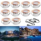 埋め込み式ライト FVTLED スポットライト 地中埋込型ライト DC12V 1W IP67防水 LED 照明 省電力 ガーデン 庭 屋外用 CE RoHS認証 (10pcs, ウォームホワイト（赤銅