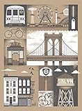 アメリカ ブルックリン発 TWO ARMS (トゥーアームズ) おしゃれ インテリア アートプリントポスター シルクスクリーン Lサイズ Neighborhood Brooklyn ﾈｲﾊﾞｰﾌｯﾄﾞ