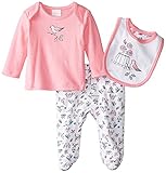 ABSORBA Baby-Girls Newborn Bird 3 Piece Footed Pant Set Pink 3-6 Months [並行輸入品]