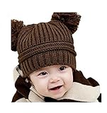 Butterme 赤ちゃん 女の子 男の子 ニット帽 ベビーニット帽 かわいい ダブルボンボン キッズ帽子 キャップ子供 防寒 ハット 出産祝い 防風 子供用秋 冬