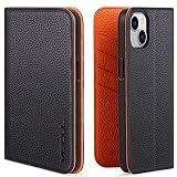 VISOUL iPhone14 Plus ケース 手帳型 本革 スマホケース レザーケース 手帳型ケース アイフォン14 Plus ケース カード収納 携帯ケース 全面保護 マグネット 柔軟なTPU素材 マグネット式 スタンド機能付き スマホケース アイホン14 Plus iphone 14 Plus 対応 6.7インチ アイホン 14 Plus オレンジ