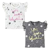(チャコール/95cm)ベビー服 女の子 Tシャツ 半袖 かすれプリント 裾フリル 女児 ベビー