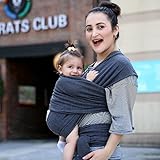 グレートプレミアムベビースリングキャリア軽量通気性と柔らかい綿キャリアベビーラップ (Dark Grey)