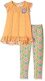Rare Editions Little Girls' Lace and Floral Print Legging Set Peach/Green 2T [並行輸入品]