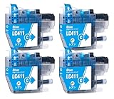 フクタマ LC411C シアン 4本セット ブラザー(brother) 用 プリンター 互換インクカートリッジ 対応機種: DCP-J526N DCP-J914N DCP-J926N-W DCP-J1800N MFC-J739DN MFC-J904N MFC-J939DN 等 (LC411C×4本セット)