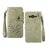 Galaxy Grand Prime G530 ケース,COOSTOREJPレトロエンボス加工ローズFlorals PUレザーケース磁気カードウォレット+取り外し可能な手首ストラップのデザインは、に適