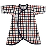 Anna Nicola(アンナニコラ) ダブルガーゼ 新生児 コンビ肌着 ネイビー×レッドチェック 日本製