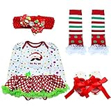（イーエフイー）EFE　子供コスチューム　クリスマス衣装　ロンパーススカート+ヘッドバンド+靴+レッグウォーマー　可愛い4点セット　ベビー仮装　変装　赤ちゃん　サンタさん レッド2 M