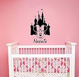 Personalized Disney Castle壁デカールMinnieマウスカスタム名ビニールステッカーホームのクラシック漫画アートデコレーション、キッズガールズベビー部屋装飾mmc1
