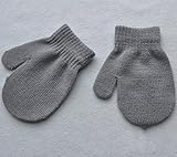 かわいい　ベビー　女の子　男の子　ニット　ミトン　幼児　無地　ソフト　ウォーム手袋　冬 (グレー)