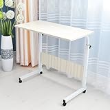 DlandHome 昇降式サイドテーブル 昇降式テーブル パソコンデスク サイドテーブル ミニテーブル ソファーサイド キャスター付き (ナチュラル, 80cm)