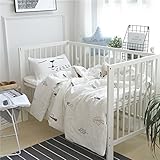 Orara beauty ベビーベッド布団三点セット　コットン糸寝具ベッドカバーセットベビー用　コットンヤーン子供に適用するベッドカバー　柔らかいホワイト可愛い綿マットレスカバーセット　退色しない四季