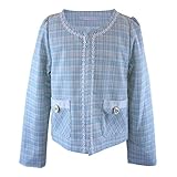 ガールズ ノーカラーショートジャケット　キッズ チェック 卒園式 入学式 fo-63011 100cm ブルー