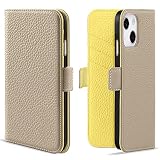 MAGICASE for いphone14 ケース 手帳型 可愛い iPhone14 ケース 手帳型 おしゃれ スマホケース iPhone14 財布型 マグネット式 アイフォン14 ケース 手帳型 シンプル カード収納 スタンド機能 携帯ケースあいほん14 肌感PUレザー 軽量 衝撃吸収 iphone14 カバー人気 女性 全面保護 擦り傷防 防塵 6.1インチ（グレー メ イェロー）