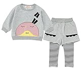 (チェリーレッド) CherryRed ベビー 女の子 コットン 秋 二点セット 可愛い スウェット 120 グレー