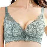 [チャーメイクボディ] anan掲載モデル ブラジャー (単品) 脇高 ノンワイヤー ふわっとスリムブラ (シアーグリーン（フローラル）, S)